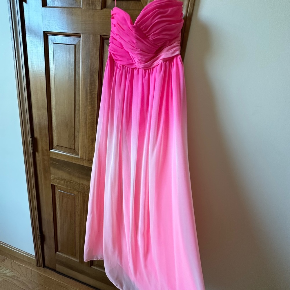 Strapless Pink Maxi Ombré Dress